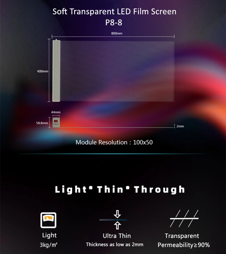 Flexible Film LED Display Adhesive LED Transparent Film Screen on Glass Transparent LED Film