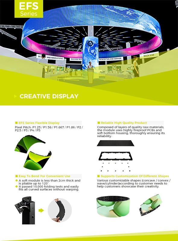 Indoor Circular Curved Soft Round Circle LED Display Flexible LED Screen with Soft LED Module LED Screen